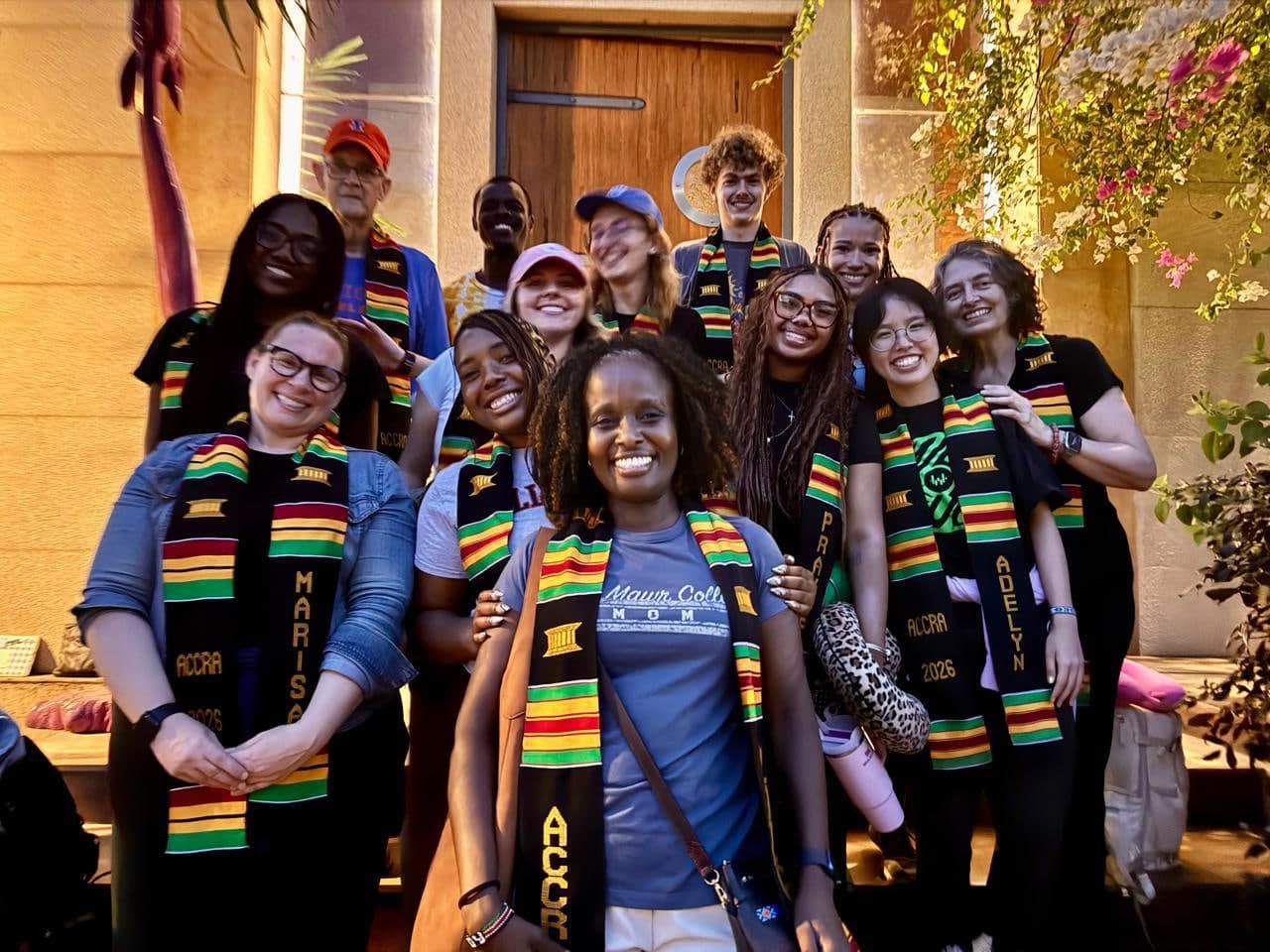 The full cohort in kente stoles — Accra 2026